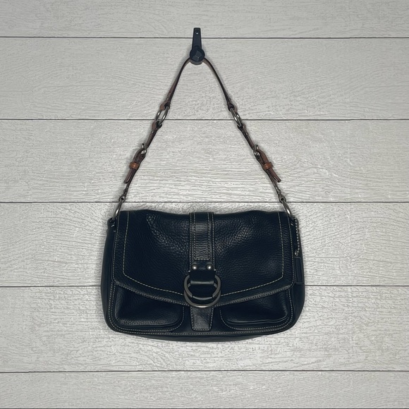 Coach Chelsea Black Pebbled Leather Shoulder Bag Purse - Picture 4 of 9